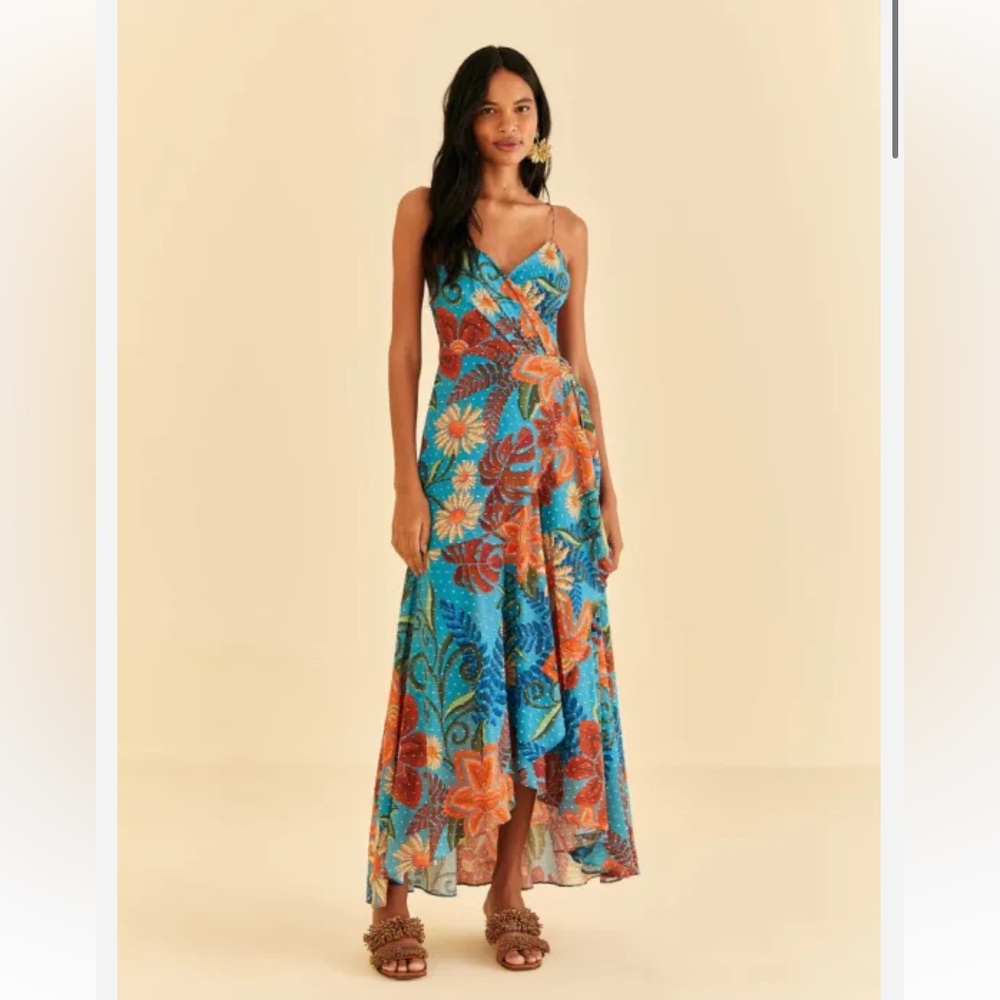 FARM Rio Blue Floral Maxi Dress